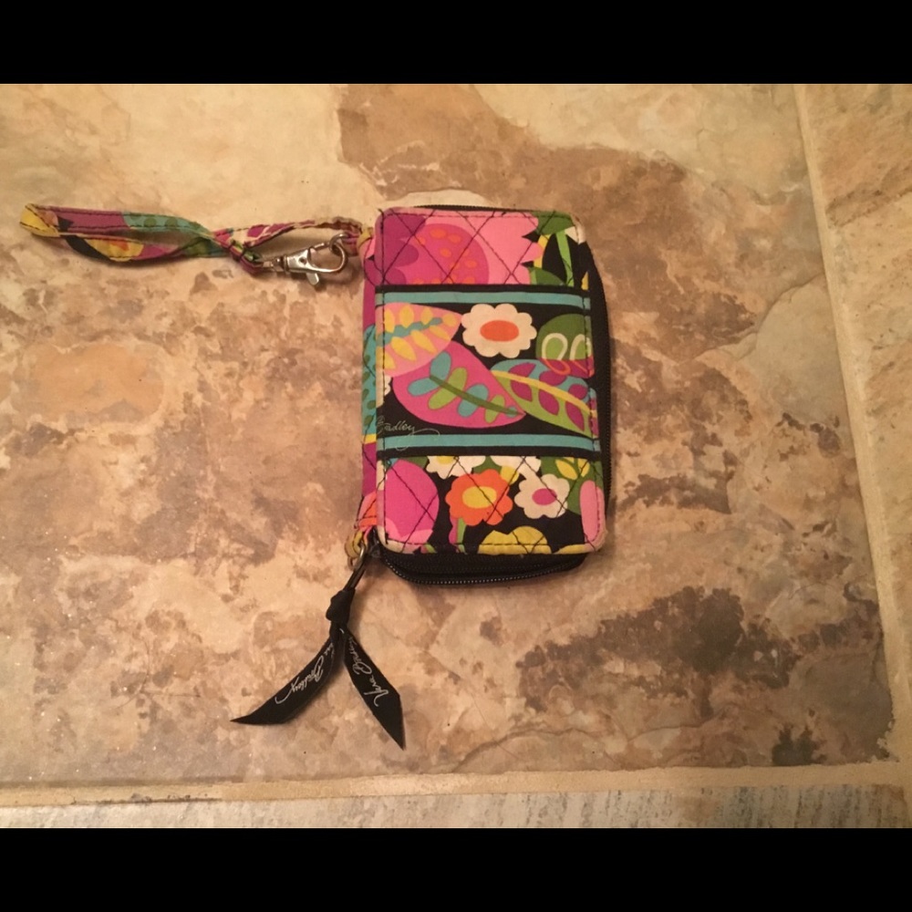 Pink Flower Print Vera Bradley Wristlet/Wallet